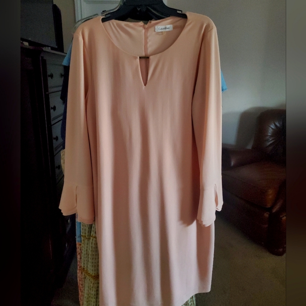 Calvin Klein Blush Bell Sleeve Dress XL